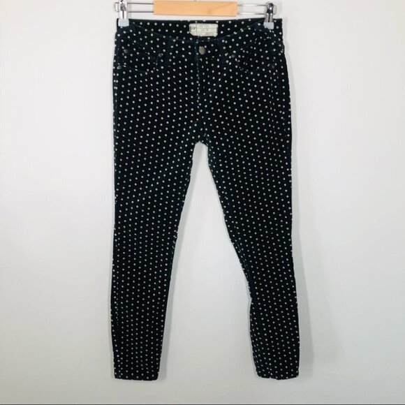 Free  People Polka Dot Skinny Velvet Pants Size 26 - Picture 2 of 8